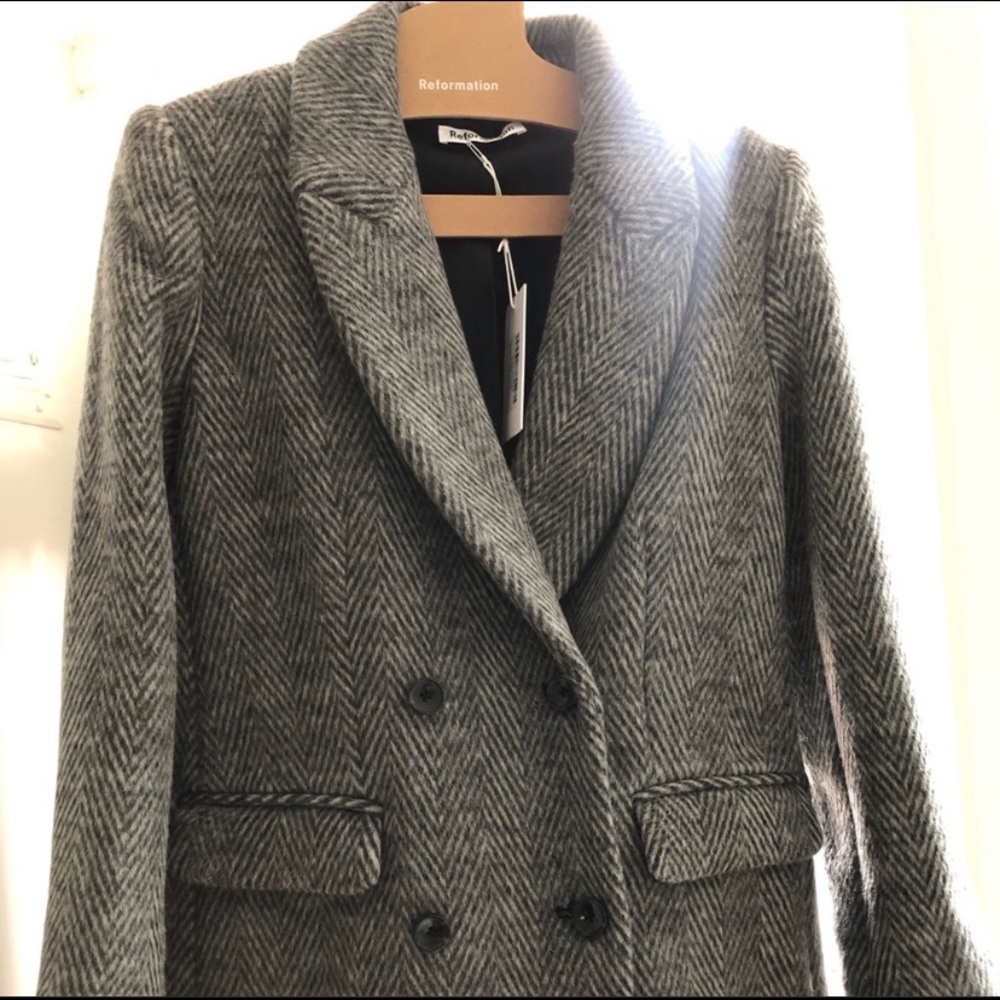 Reformation Jacket (Black Herringbone)